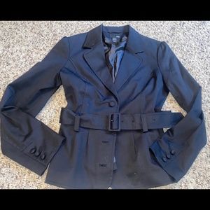 H&M Ladies Black Blazer Jacket with Belt Size 14